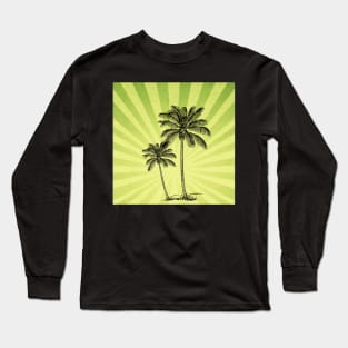 Vintage palm trees on lemon green Long Sleeve T-Shirt